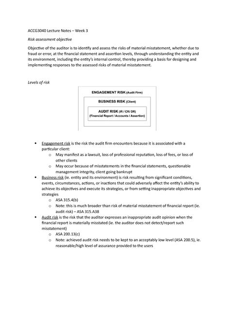 Lecture Notes Week 3 Accg3040 Lecture Notes Week 3 Risk