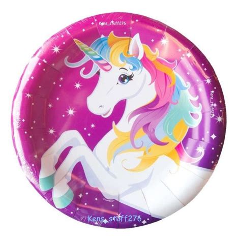 Rainbow Unicorn Birthday Party Plates 9 Magical Unicorn Dinner Plates 16p New 11179368556