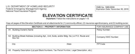 Printable Flood Elevation Certificate