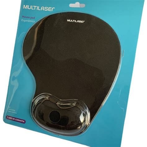 Mouse Pad Preto Apoio Em Gel Multilaser Ac