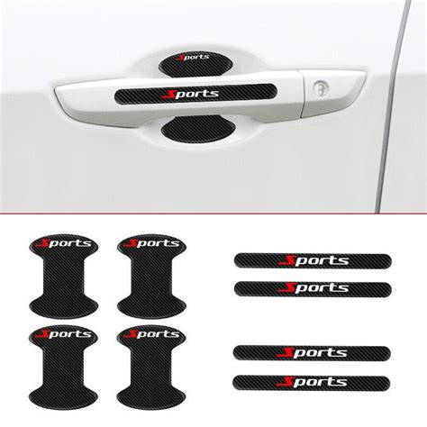 8pcs Carbon Fiber Anti Scratch Film Car Door Handle Bowl Sticker