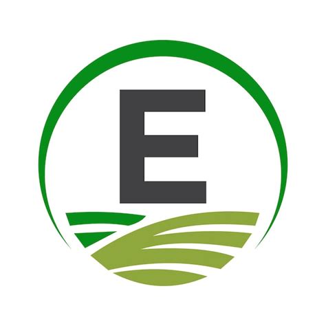 Logotipo da agricultura na letra E Conceito para o símbolo da