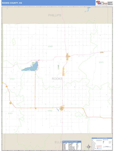 Rooks County, Kansas Zip Code Wall Map | Maps.com.com