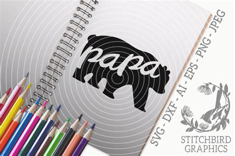 Papa Bear Svg Silhouette Studio Cricut Eps Dxf Ai Png Jpeg By