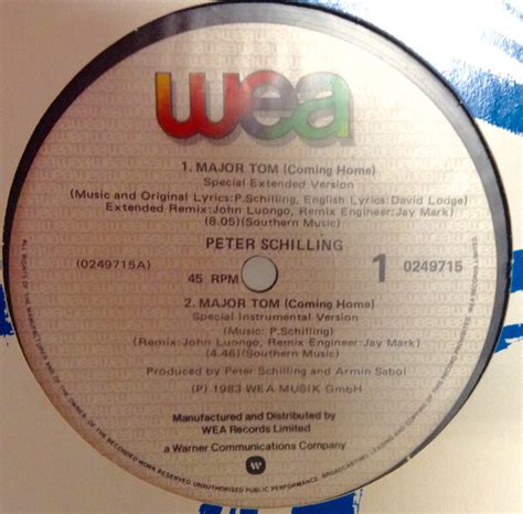 Peter Schilling Major Tom Coming Home 1983 Vinyl Discogs