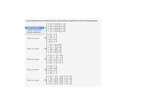 Solved 1 Point Determine Which Of The Following Sets Of