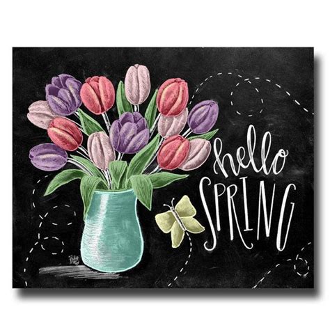 Spring Decor Hello Spring Spring Art Chalkboard Art Floral Print