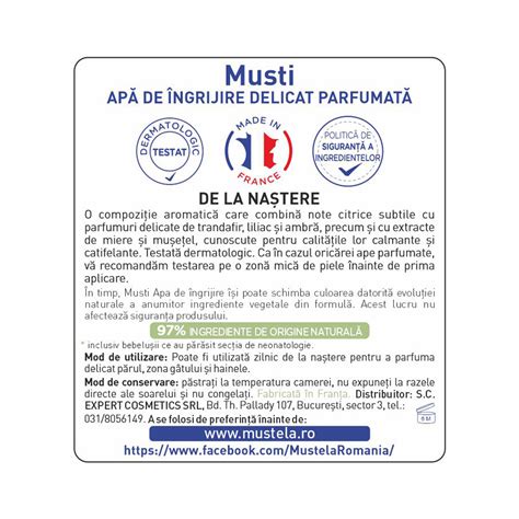 Apa De Ingrijire Parfumata Musti 50 Ml Mustela Farmacia Tei Online