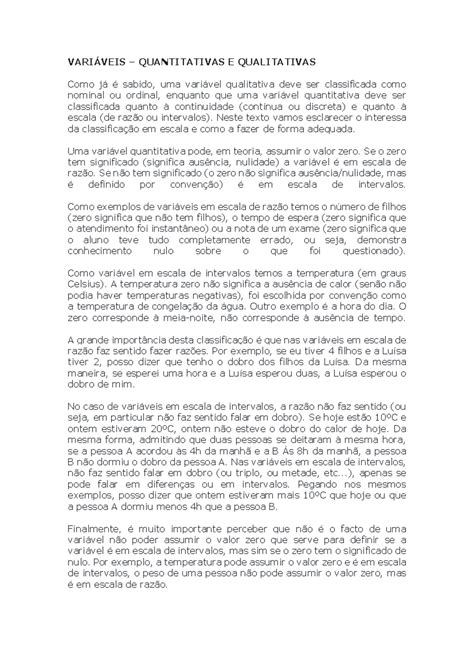 Variáveis - Quantitativas e Qualitativas - VARIÁVEIS – QUANTITATIVAS E QUALITATIVAS Como já é