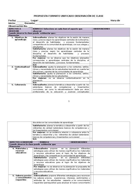 PDF Formato De Observacion Clase DOKUMEN TIPS