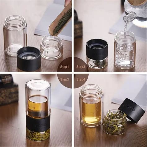 Gourde Infuseur Th En Verre Double Paroi Bouteille D Eau De