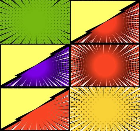 Free Vector Comic Book Colorful Frames Background With Rays Radial