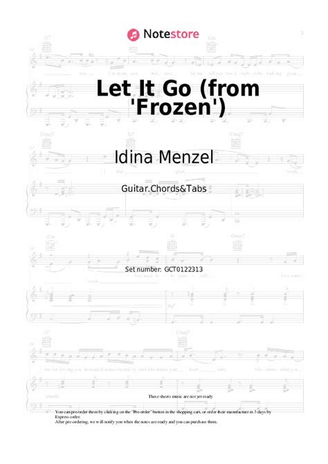 Idina Menzel - Let It Go (from 'Frozen') guitar chords and tabs in Note-Store.com | Guitar ...