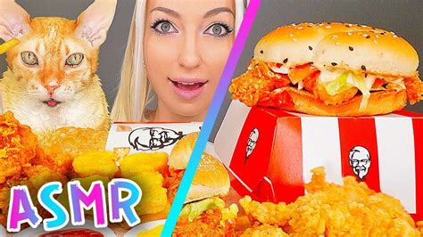 Asmr Mukbank 먹방 Eating Kfc Fried Chicken Burger Fries Pie Chicken