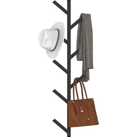 VEDECASA Porte manteau mural en métal noir et forme d arbre pour