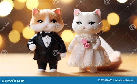 Two Super Cute Cats Bride And Groom Lovely Wedding Couple Ai