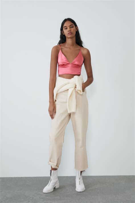 Cropped Top Zara United States Estilo De Festival Modelos Top Cortos