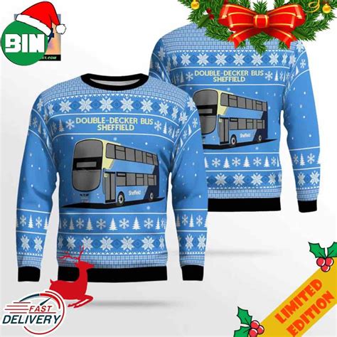 Uk Double Decker Bus Sheffield Christmas Ugly Sweater Binteez