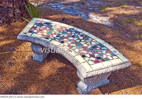 Concrete Bench With Mosaic Tile Top Concrete Bench Mosaic Stained