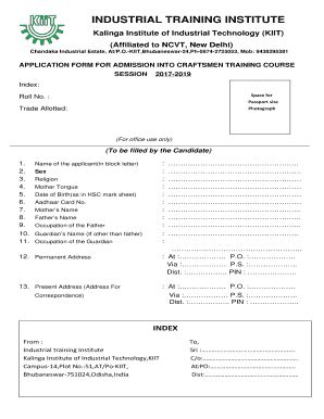 Fillable Online Iti Kiit Ac Application Form For Admission Into