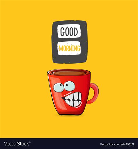 Good morning quote with cute red coffee cup Vector Image