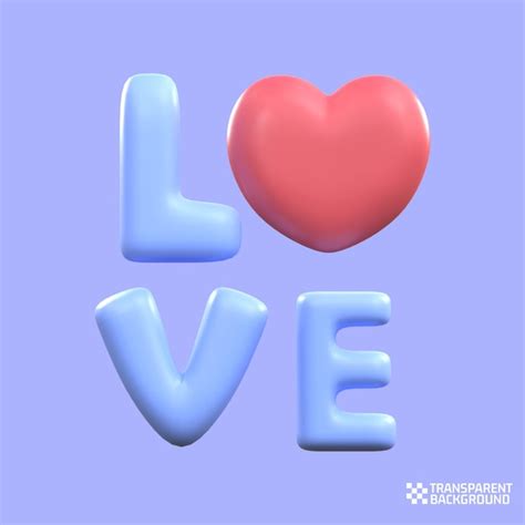 Premium Psd 3d Rendering Love Typography Valentine Icon