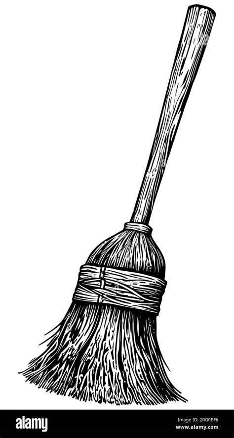 Witch Broomstick Black And White Stock Vector Image Art Alamy