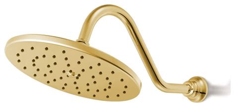 Fontana Brushed Gold Round Rainfall Showerhead 16 Contemporary