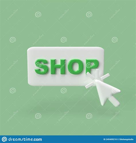 Shop With Cursor Click 3d Model Render Illustration Stock Illustration