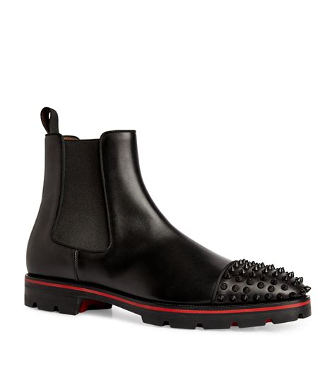 Mens Christian Louboutin Black Melon Spikes Calfskin Boots Harrods Uk