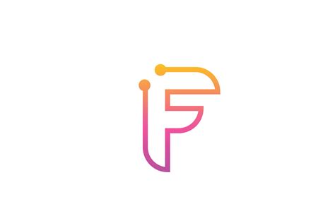 F Pink Alphabet Letter Icon Logo Design With Dot Creative Template For