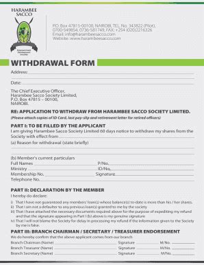 Harambee Sacco Withdrawal Form Fill Online Printable Fillable