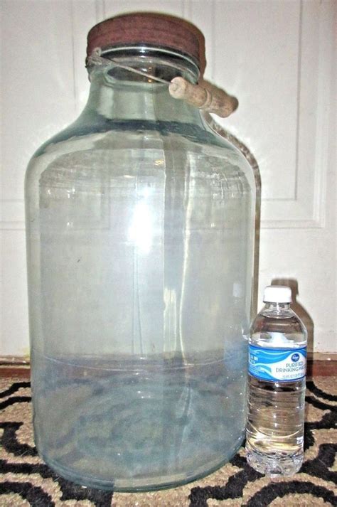 Huge Antiquevintage 4 Gallon Glass Jar Wire Bail Wood Handle Gallon Glass Jars Glass Jars Jar