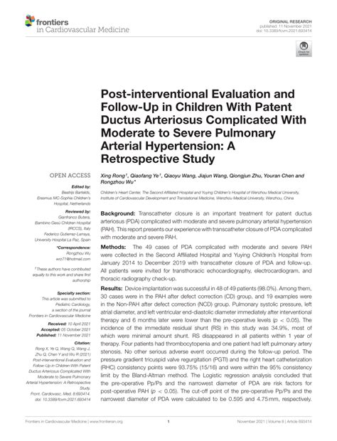 Pdf Post Interventional Evaluation And Follow Up In Children With