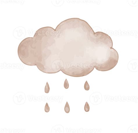 Cute Cloud Rainy Watercolor Element 26495109 Png