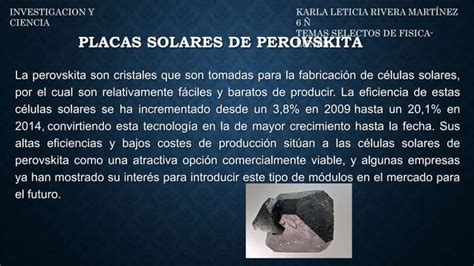 Placas Solares De Perovskita Ppt