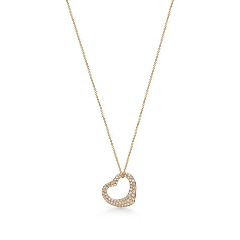 Elsa Peretti® 系列 18k 黄金铺镶钻石 Open Heart 项链 Tiffany And Co