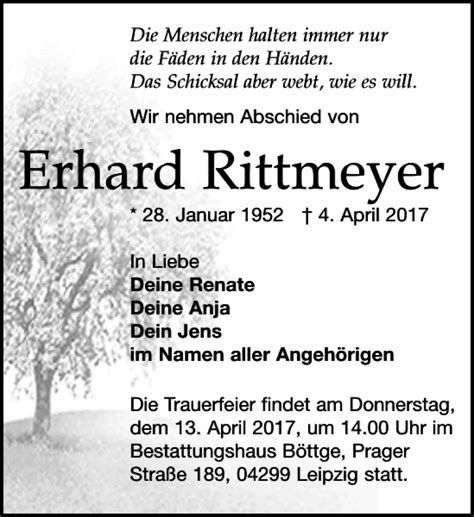 Traueranzeigen Von Erhard Rittmeyer Trauer Anzeigen De