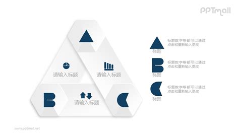 三角形的三部分并列关系图示ppt素材下载 Pptmall