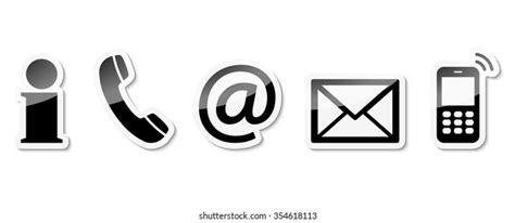 Vector Illustration Black Phone Mail Contact Stock Vector (Royalty Free ...