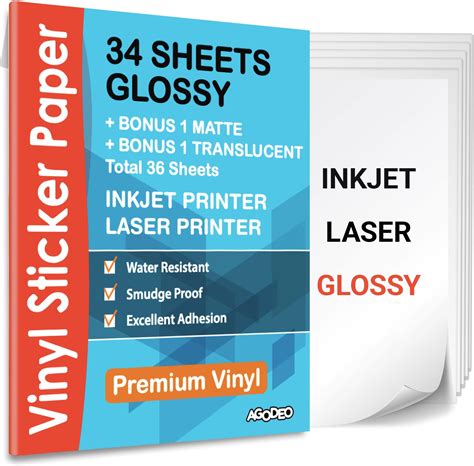 Premium Printable Vinyl Sticker Paper Sheets A Glossy