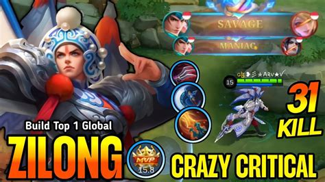 31 Kills SAVAGE Zilong Full Critical Crazy Damage Build Top 1