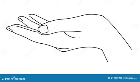 Hand Taking or Giving, Palm with Fingers Line Art Stock Vector - Illustration of thumb, symbol ...