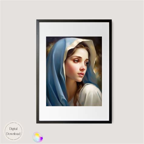 Mother Mary Religious Printable Art 382 Instant Download Blessed Virgin Mary Icon Printable Art