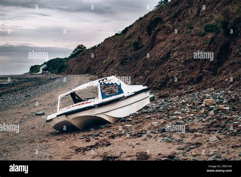 Old Rusty Boat On Thurstaston Beach During Low Tide Stock Photo Alamy