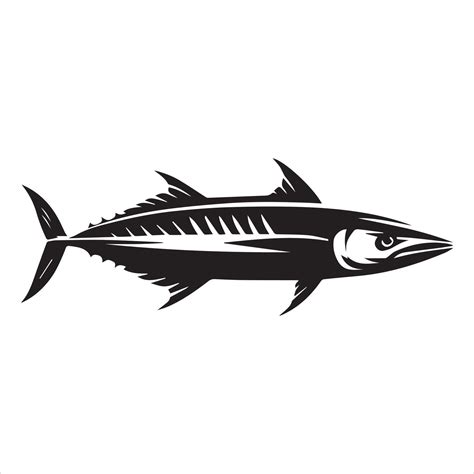 King Mackerel Fish Outline Graphic Fish Clipart Illustration In Black