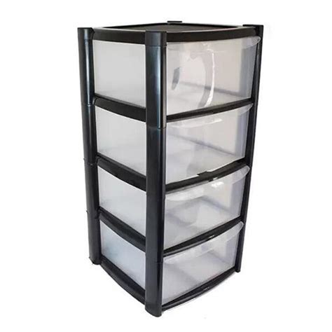 Buy 4 Drawer Plastic Storage Tower Unit Black Plastic Storage Boxes