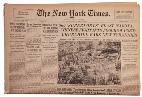 Lot Detail - ''The New York Times'' Newspaper From 14 May 1945 -- Bombed Out Berlin on Front Page