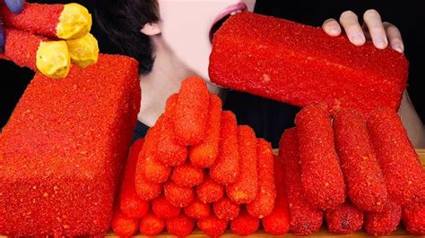ASMR CHEESY HOT CHEETOS GIANT SAUSAGE MOZZARELLA CHEESE STICKS COOKING MUKBANG 치토스 먹방 EATING