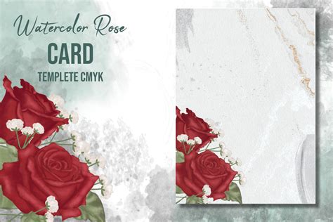 Watercolor Greenery Rose Templates Cmyk Graphic By Dekka Graph